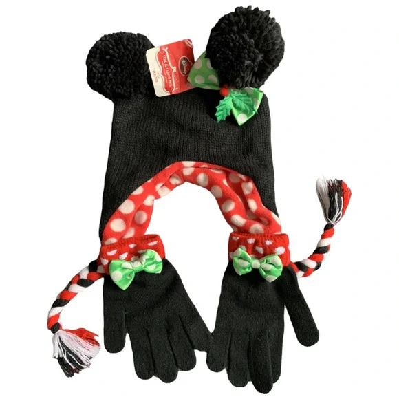 DISNEY MINNIE MOUSE Hat Gloves Set NEW - Picture 1 of 4